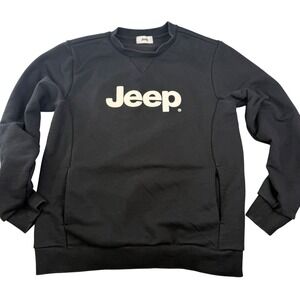 Jeep Black Logo Sweatshirt Pullover Crewneck Fleece Made in‎ Korea Size Large